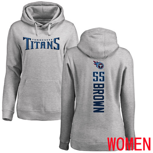 Tennessee Titans Ash Women Jayon Brown Backer NFL Football #55 Pullover Hoodie Sweatshirts->nfl t-shirts->Sports Accessory